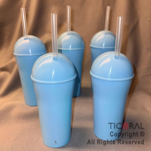 VASO DOMO CON SORBETE 400 ML CELESTE PASTEL x 5